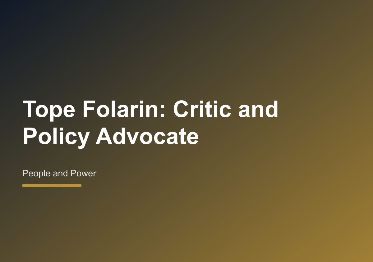 Tope Folarin: Literary Critic and Policy Advocate Shaping Cultural Discourse